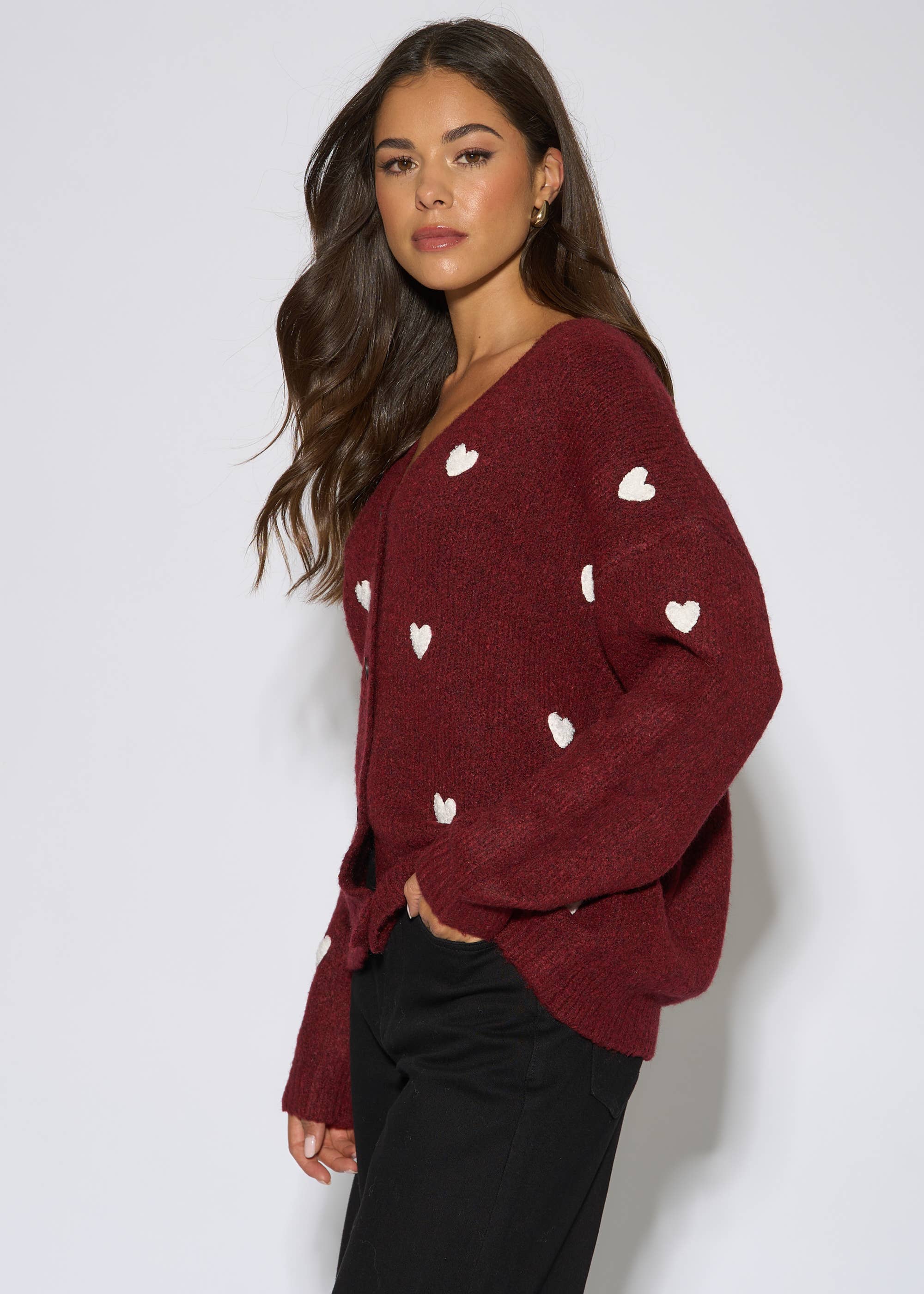 Mulberry Mini Heart Knit Cardigan