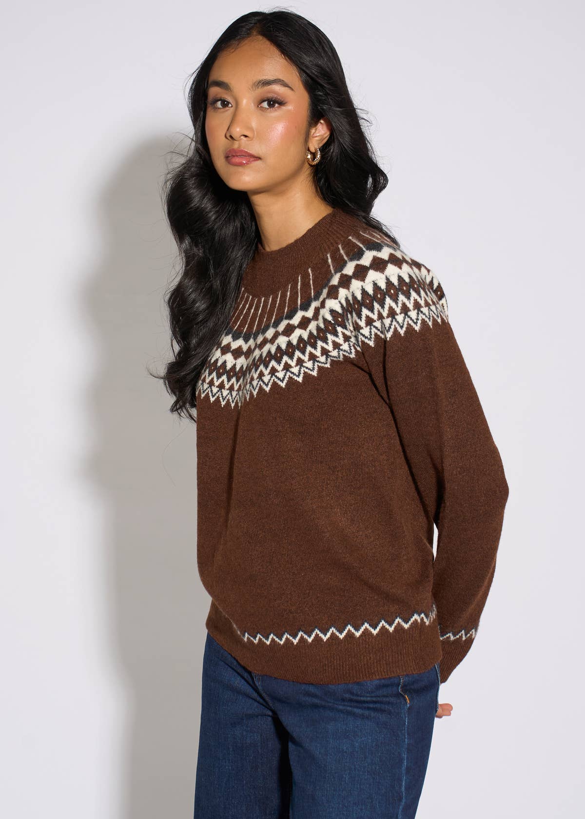 Brown Fair Isle Knit Jumper