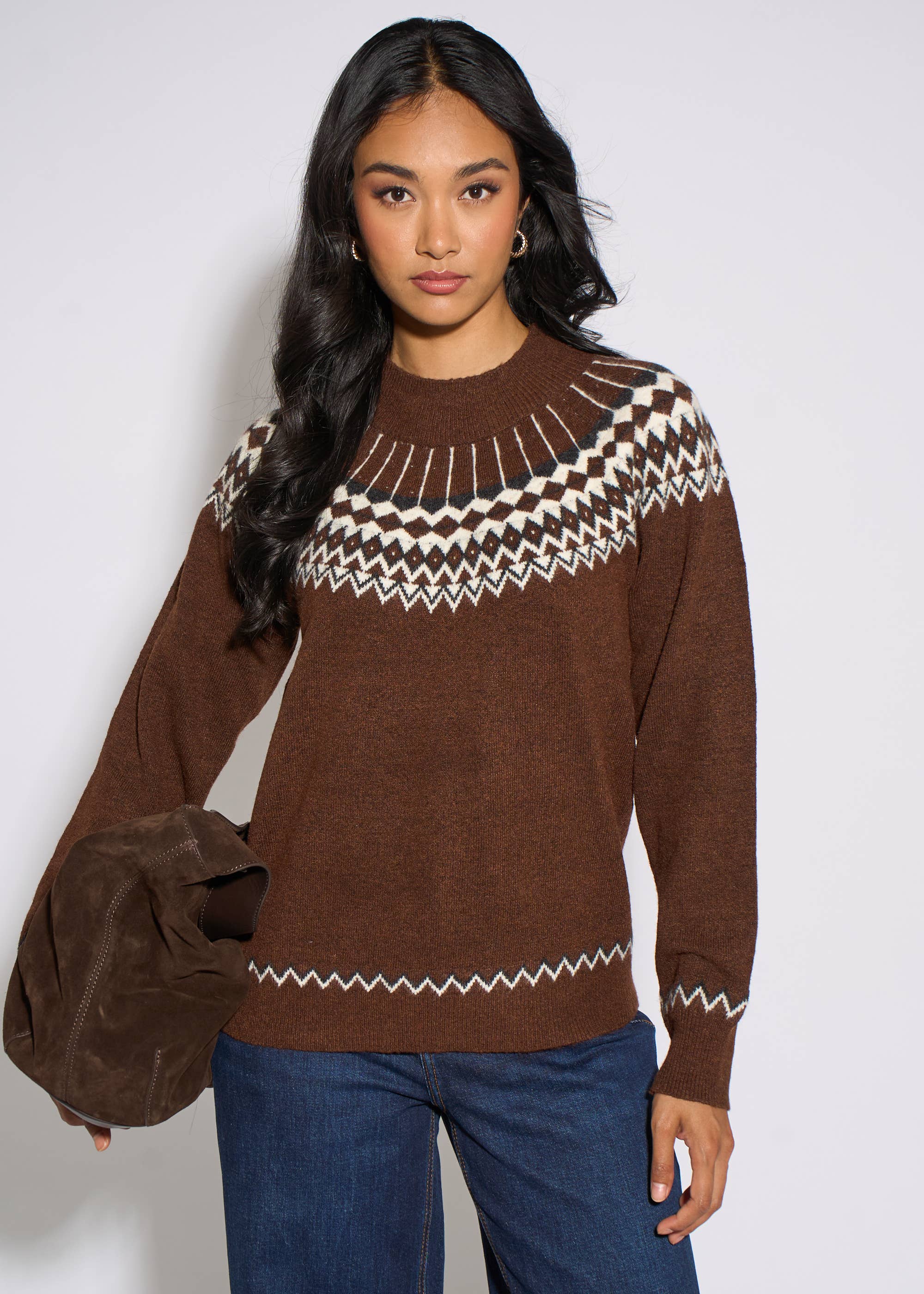 Brown Fair Isle Knit Jumper
