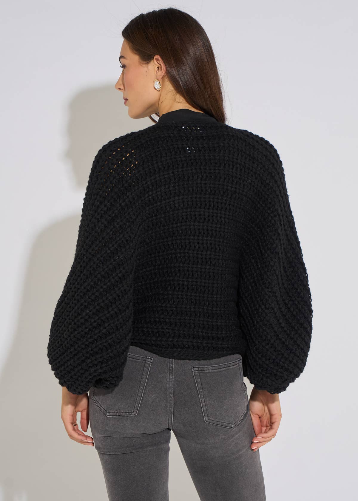 Black Oversized Bow Multi Way Wear Knit Jumper– View 2 | Gini London