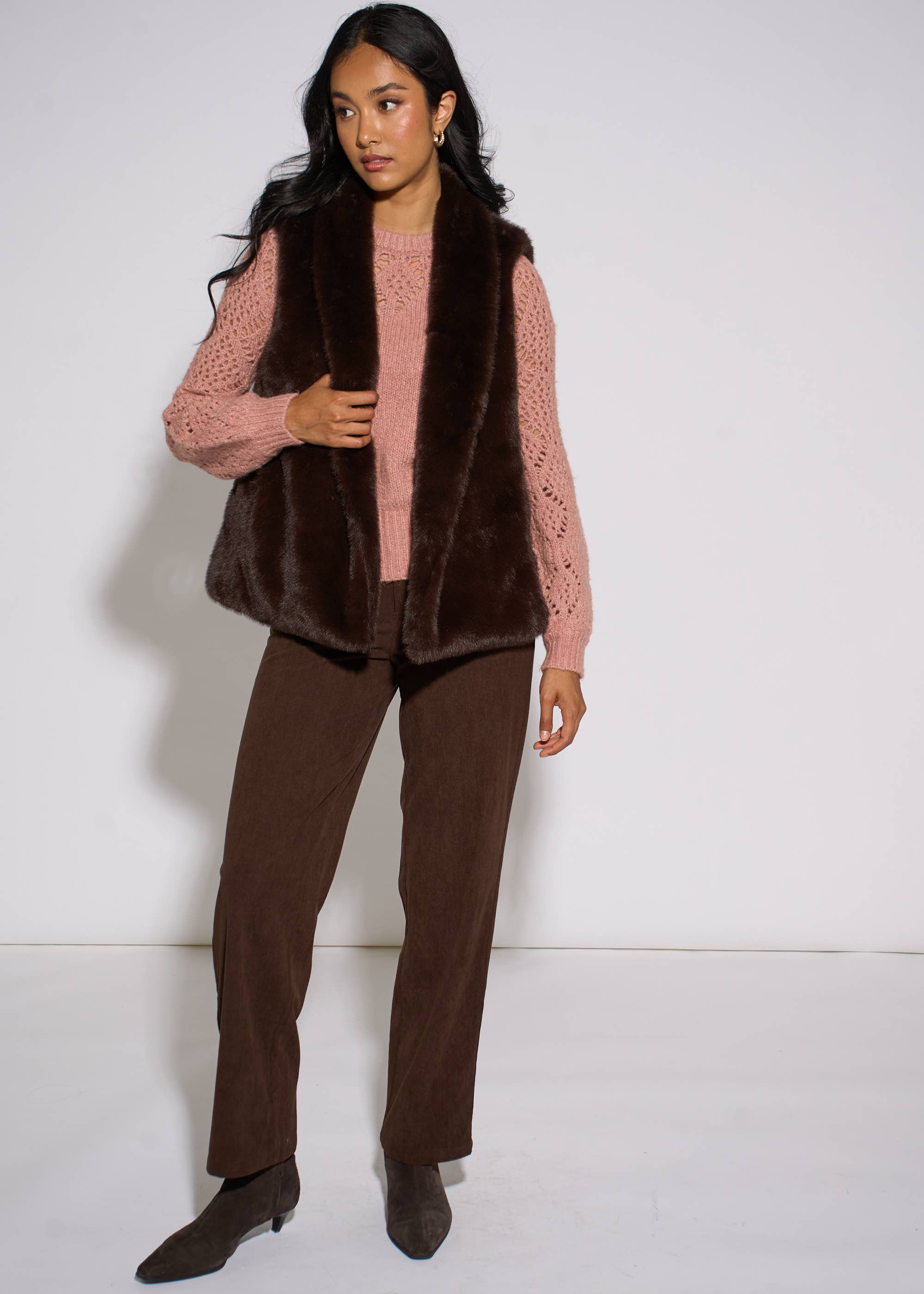 Brown Longline Gilet