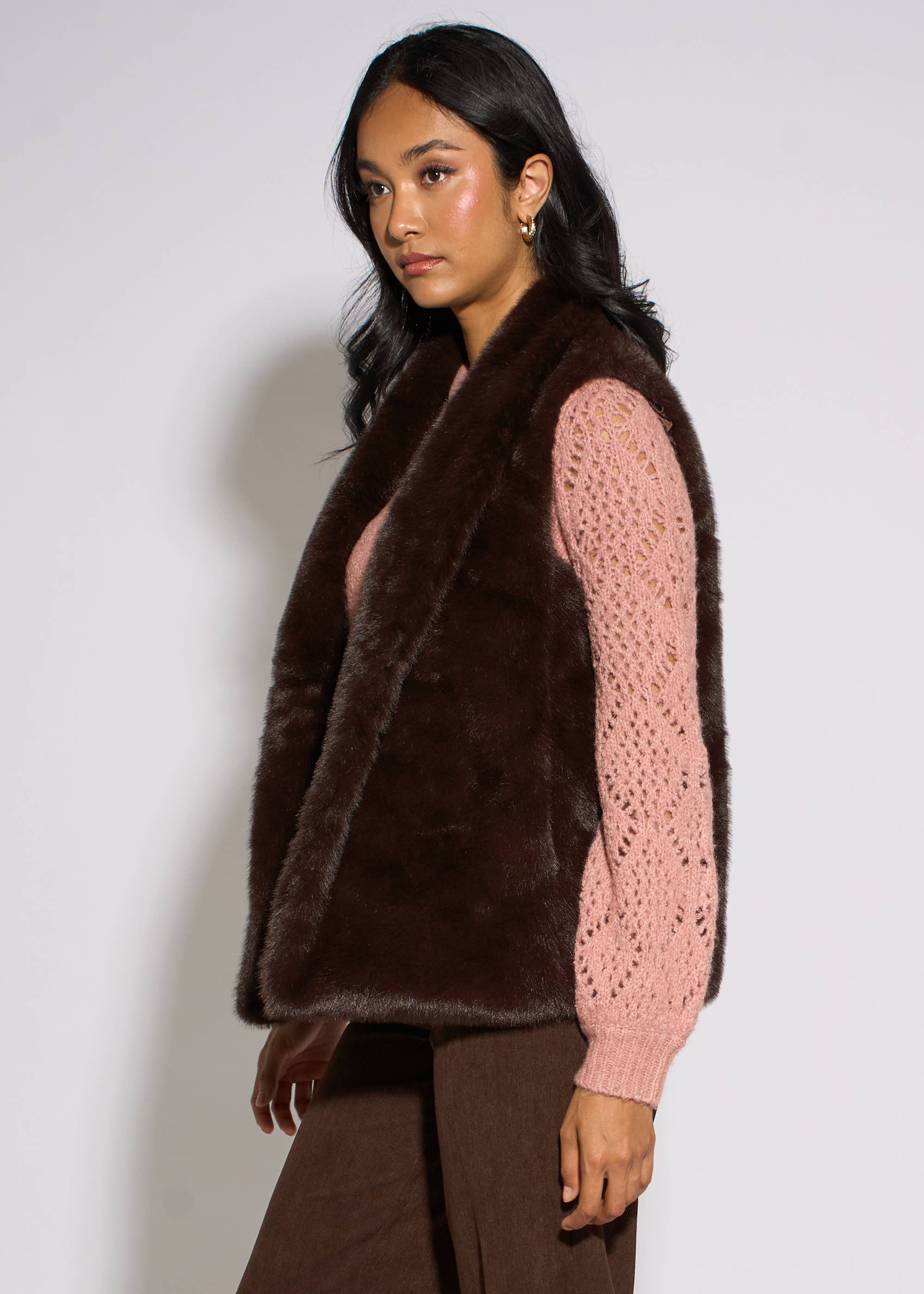 Brown Longline Gilet