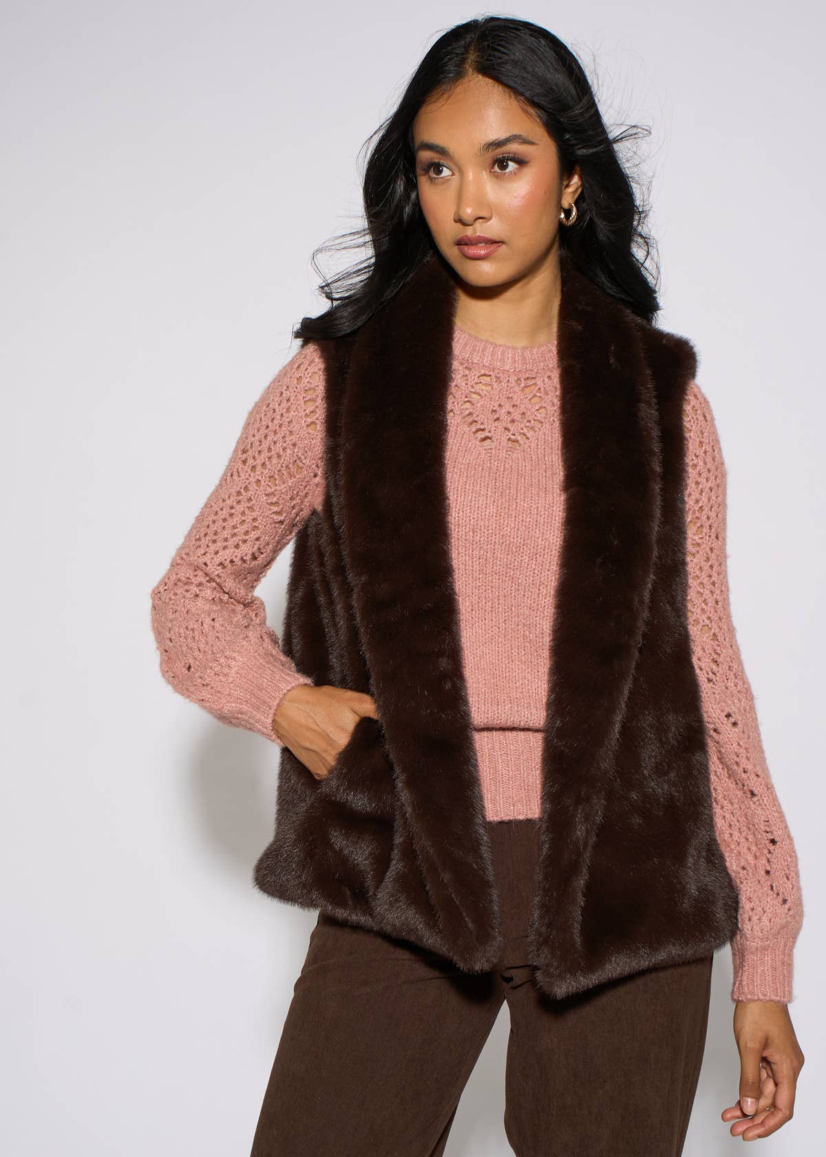 Brown Longline Gilet