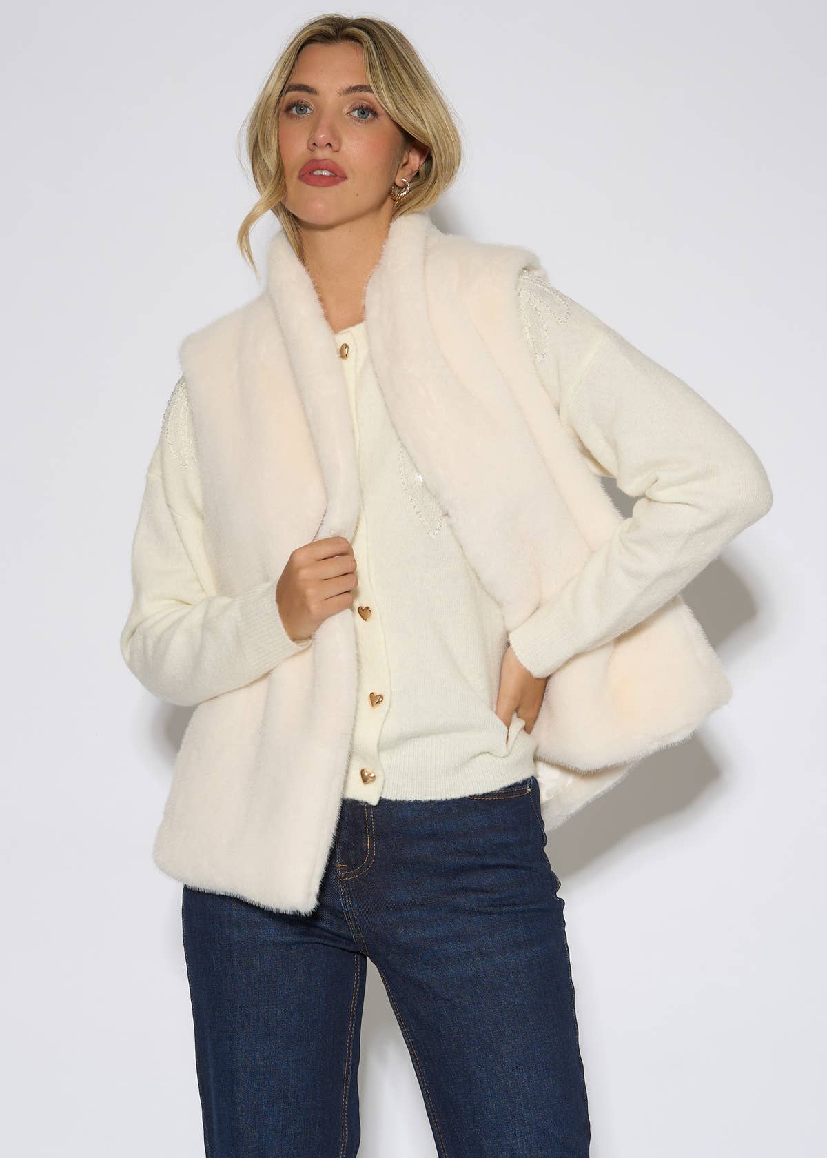 White Longline Gilet