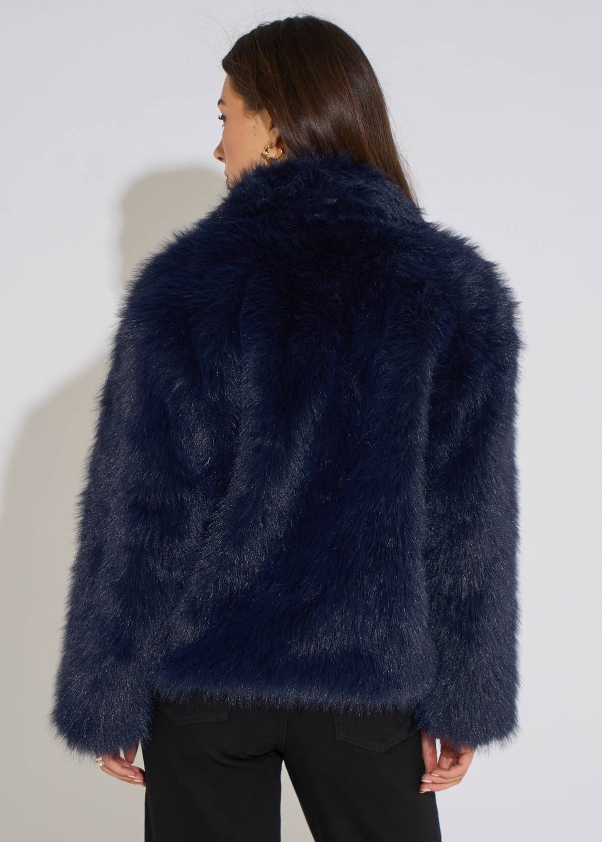 Dark Blue Faux Fur Jacket