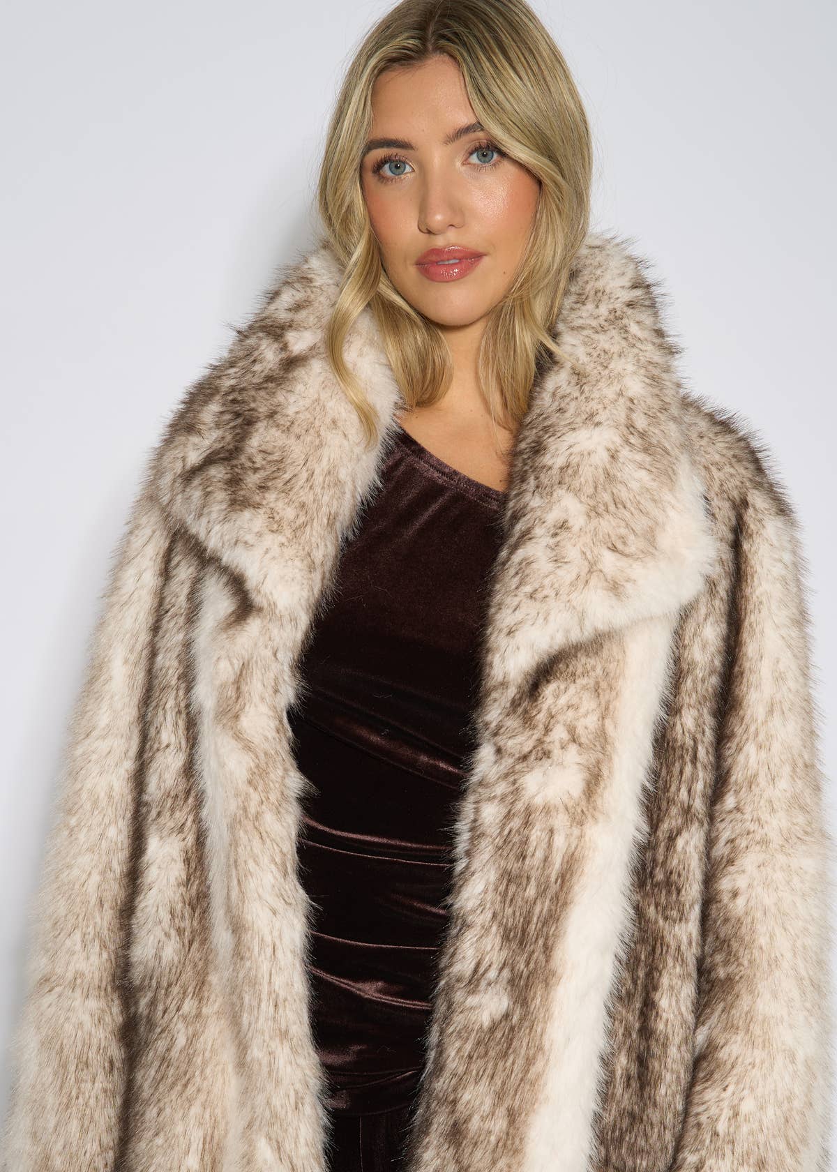 Multi Ombre Faux Fur Longline Jacket – View 5 | Gini London