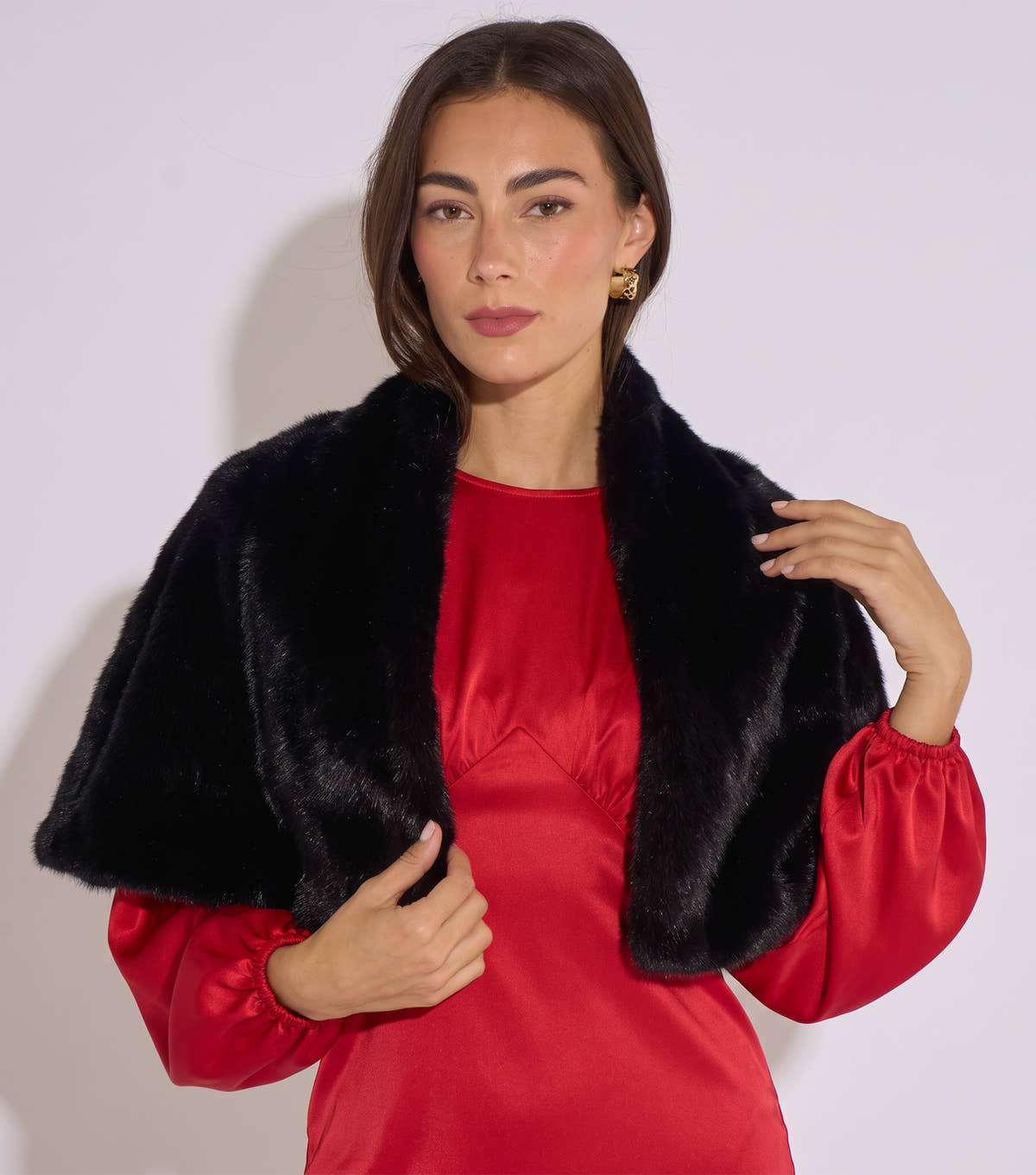 Black Faux Fur Stole