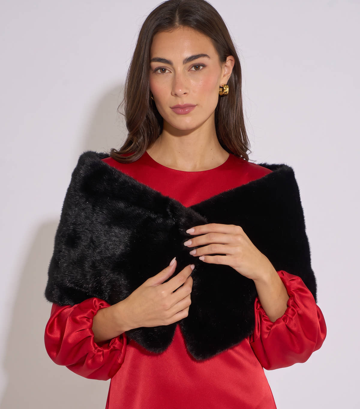 Black Faux Fur Stole