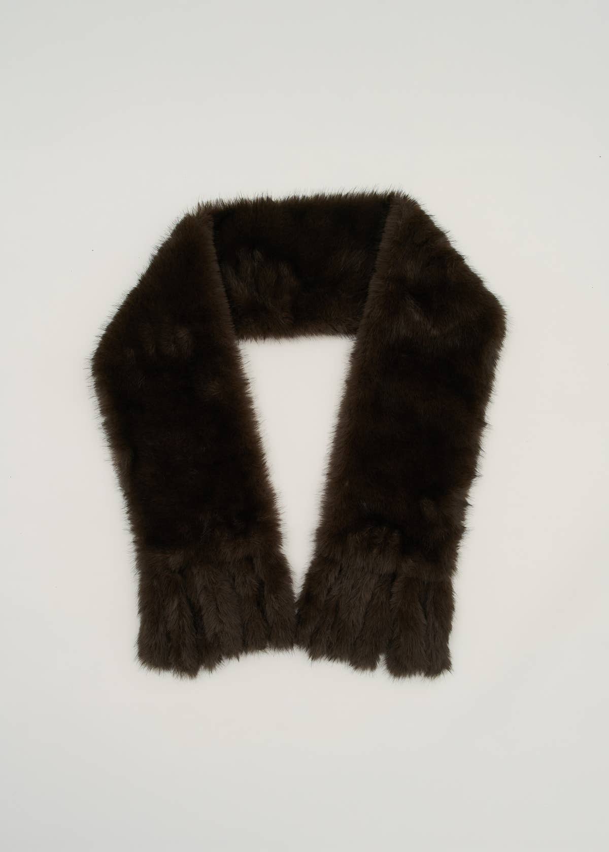 Brown Faux Fur Tassel Scarf