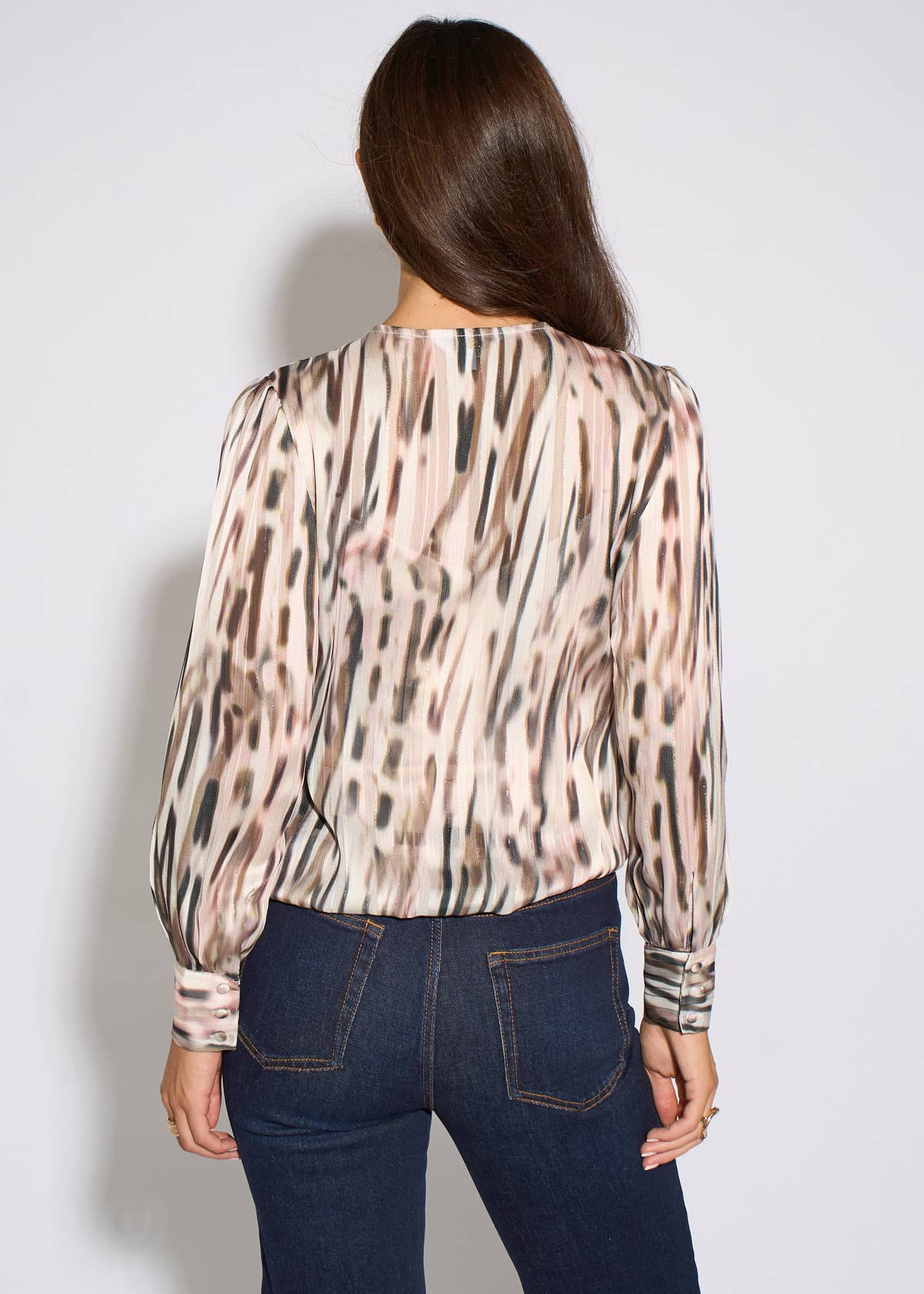 Off White Animal Wrap Sparkle Long Sleeve Top