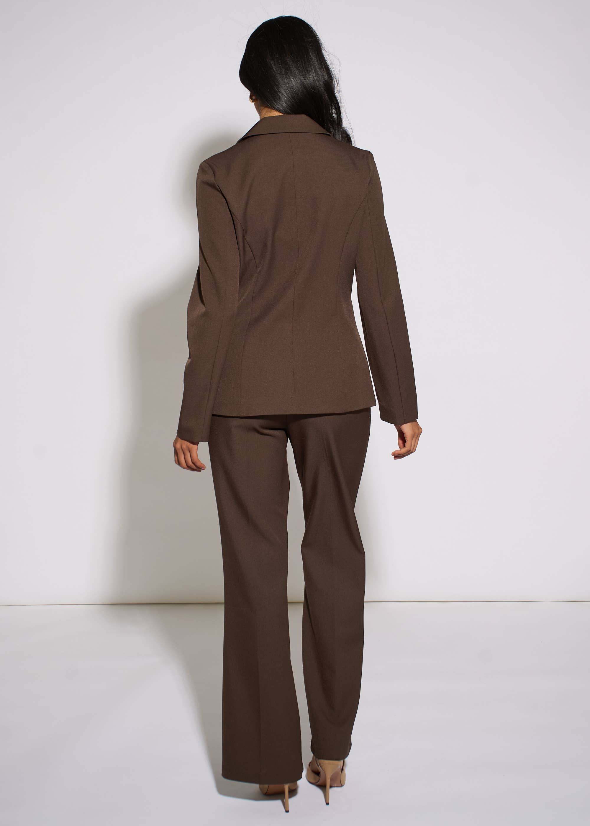 Brown Fashion Tailoring Gold Button Blazer
