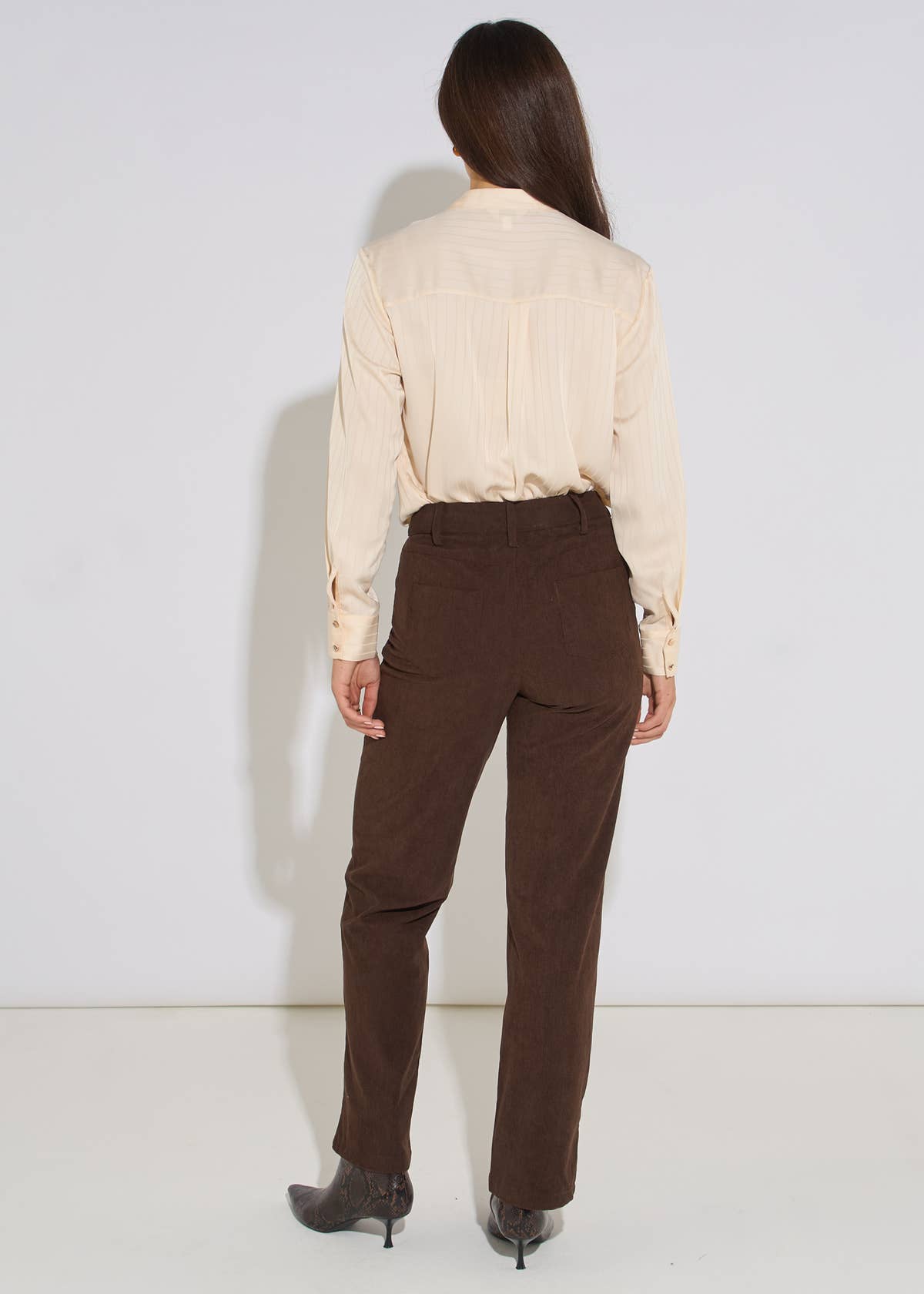 Brown Cord Straight Leg Trousers