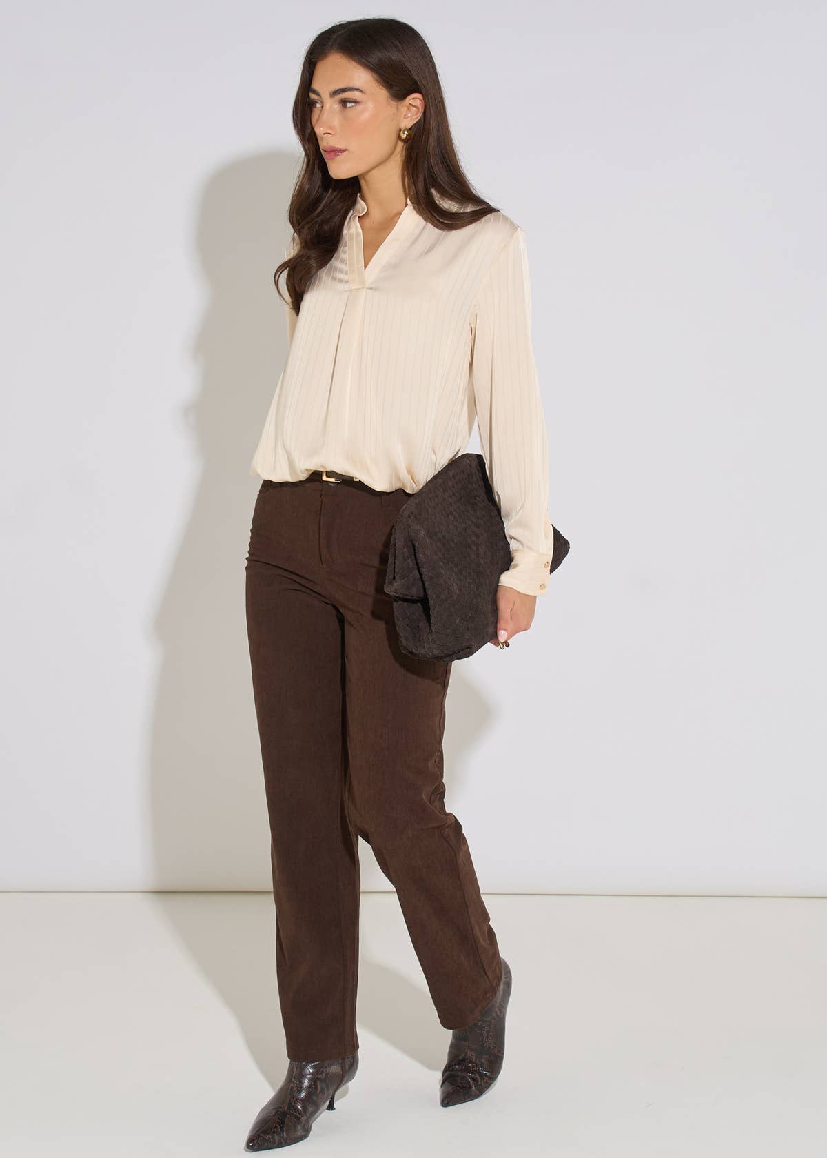 Brown Cord Straight Leg Trousers