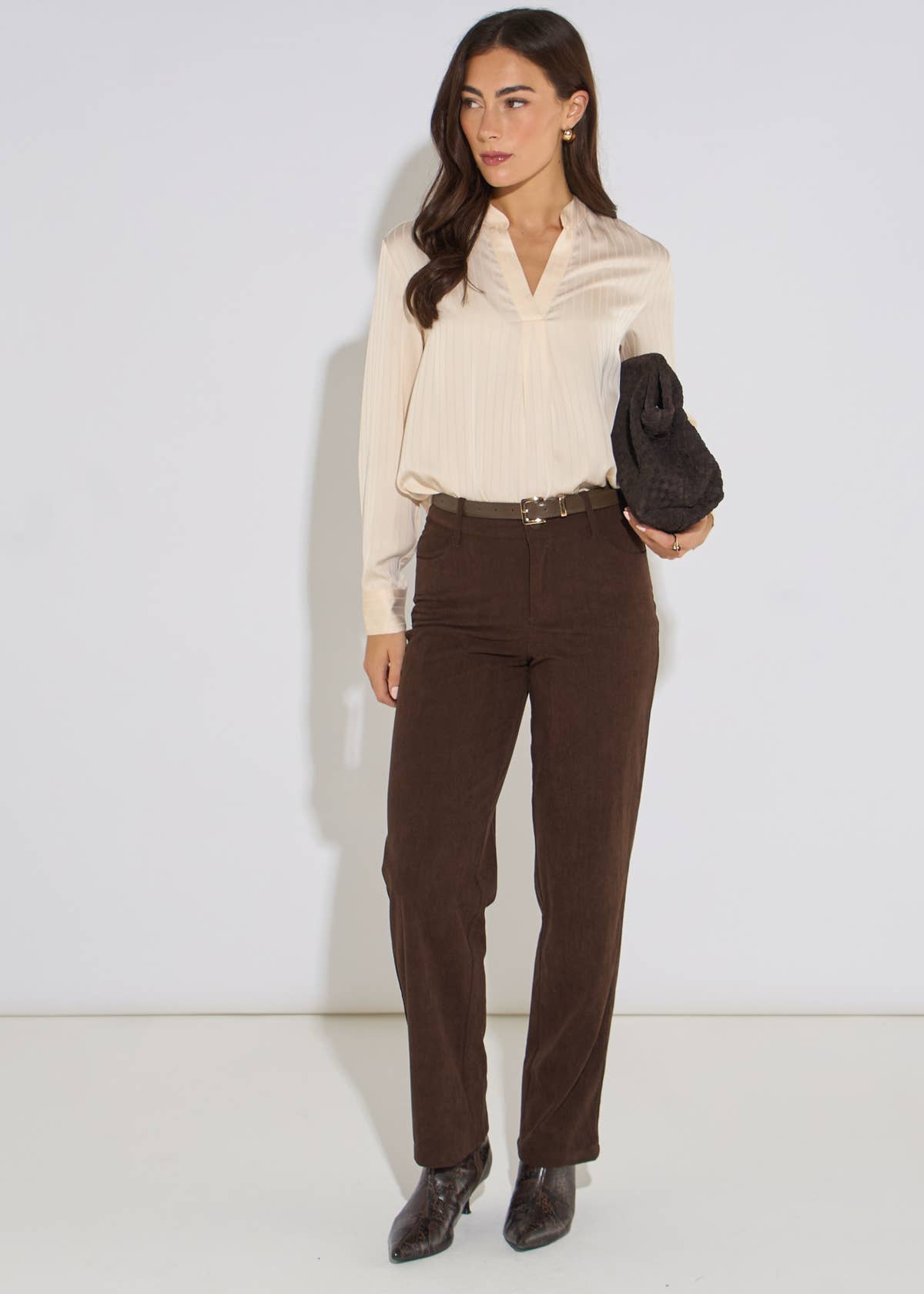 Brown Cord Straight Leg Trousers