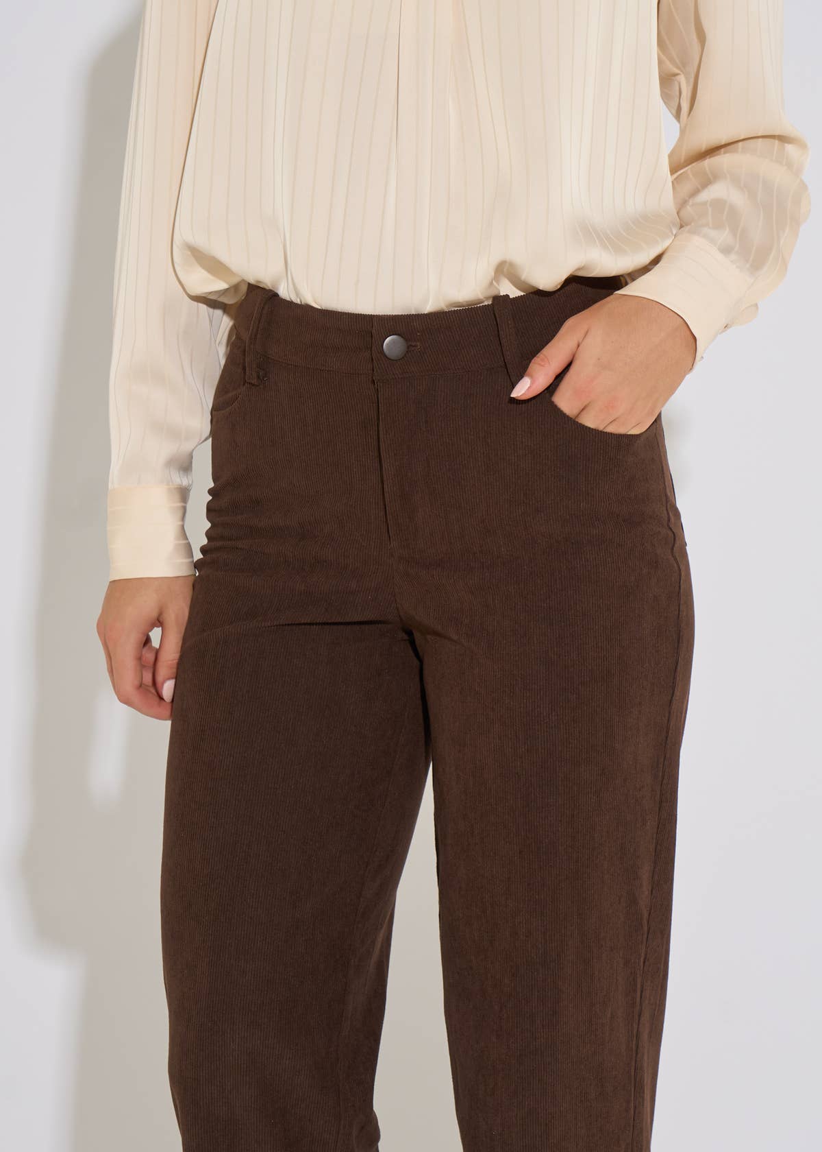 Brown Cord Straight Leg Trousers