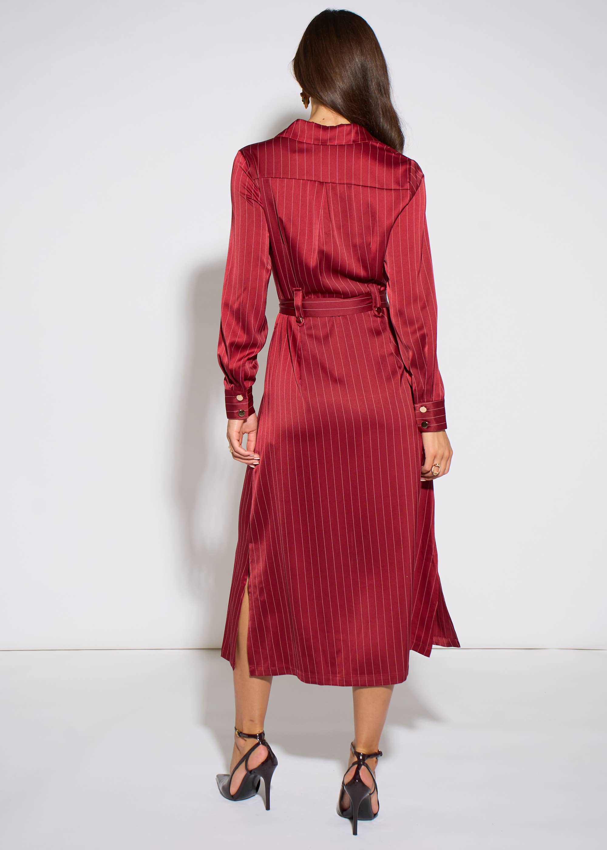 Mulberry Pinstripe Shirt Utility Belted Shirt Dress