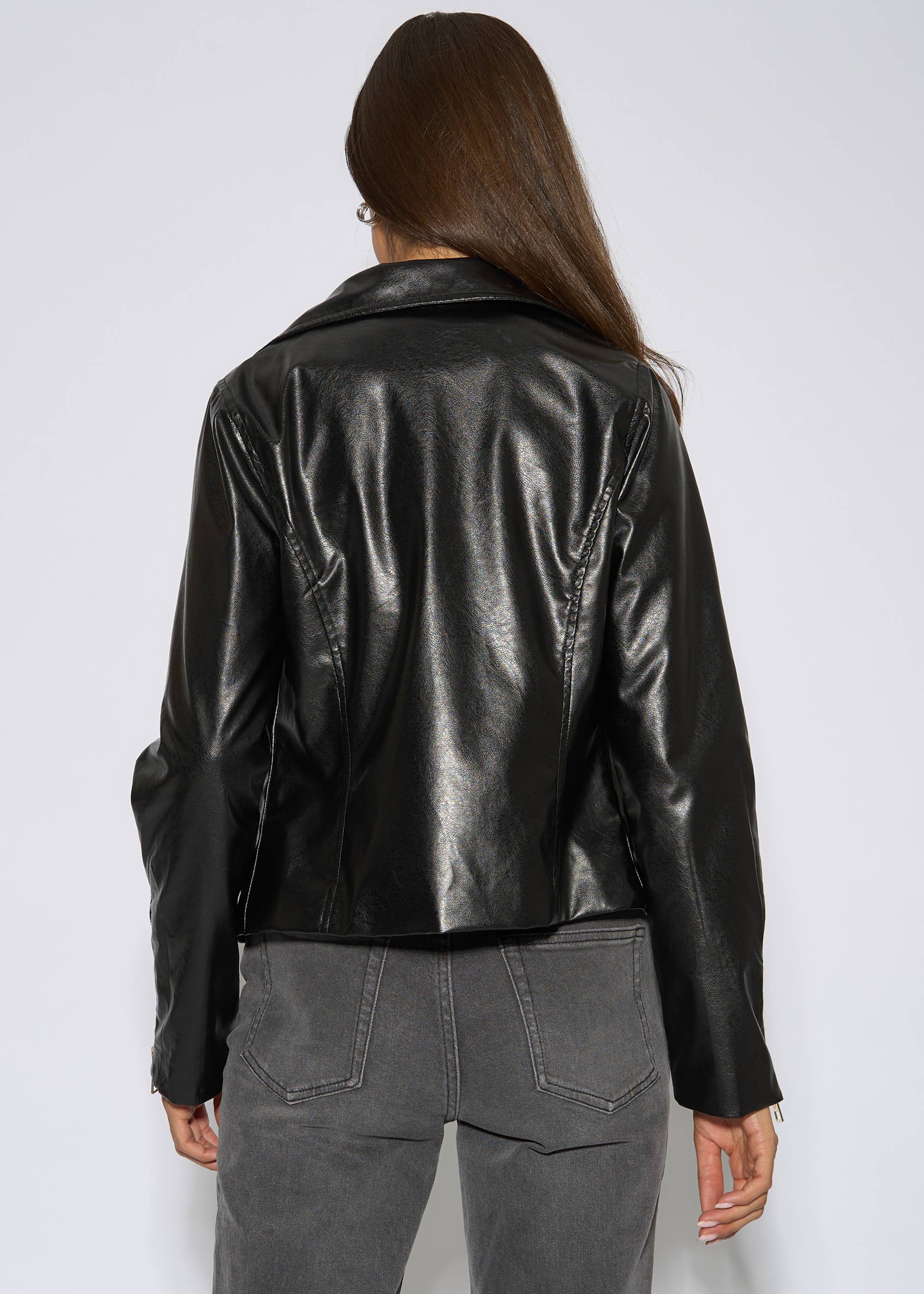 Black Faux Leather Biker Jacket