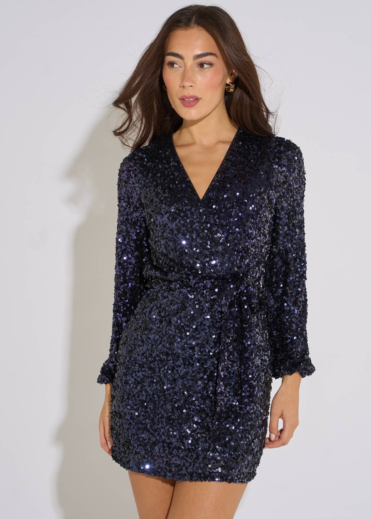 Navy Sequin Bodycon Mini Dress