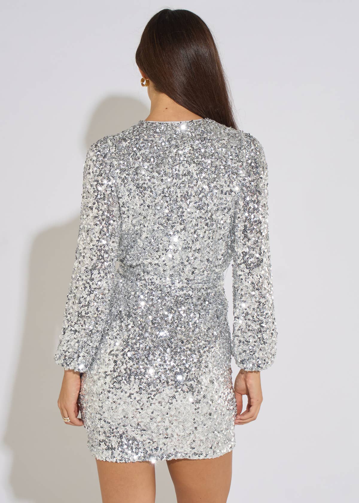 Silver Sequin Bodycon Mini Dress