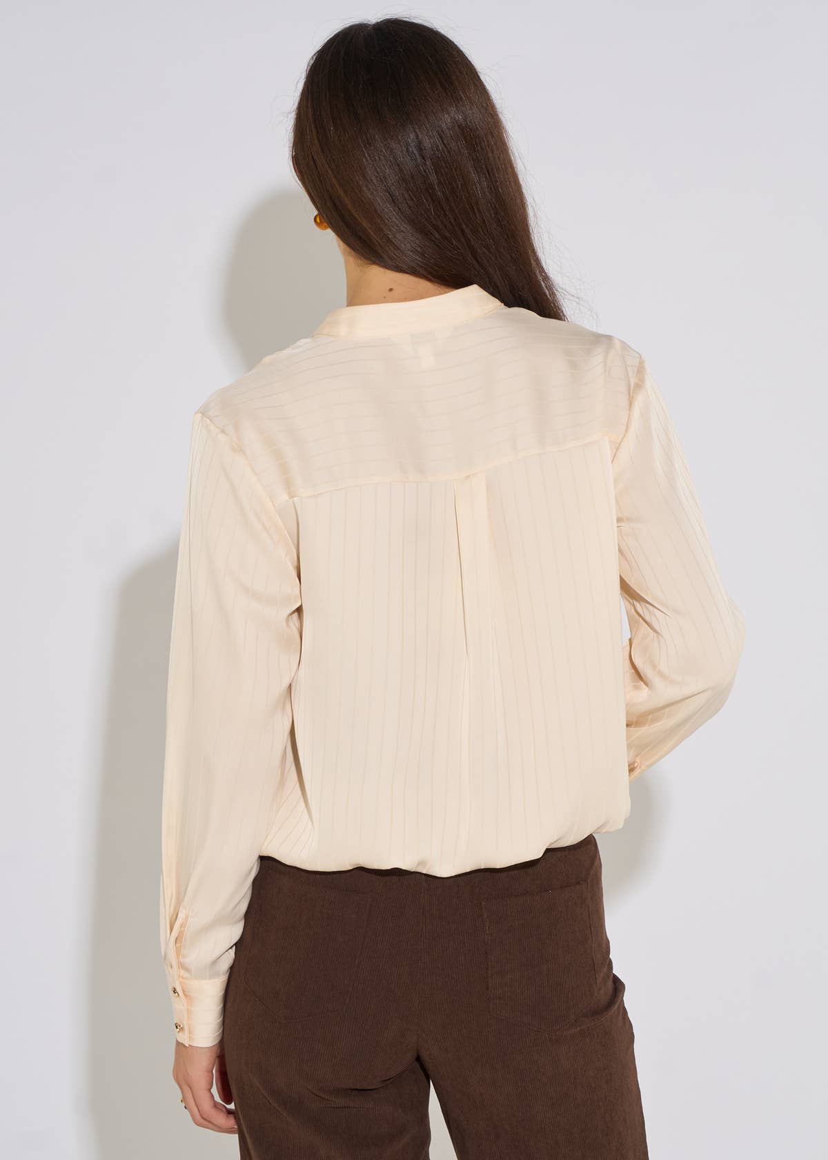 Champagne Burnout Stripe V Neck Blouse