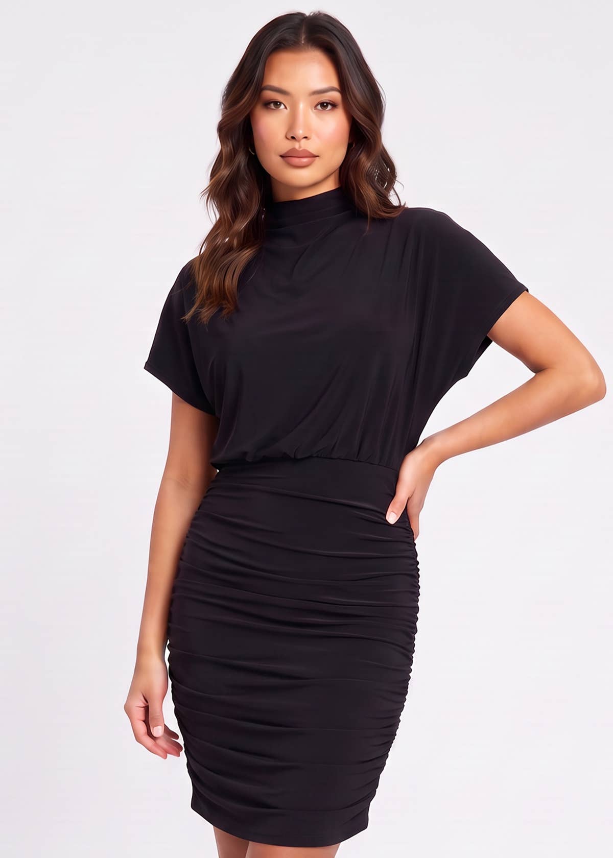 Black ITY Batwing Jersey Mini Dress