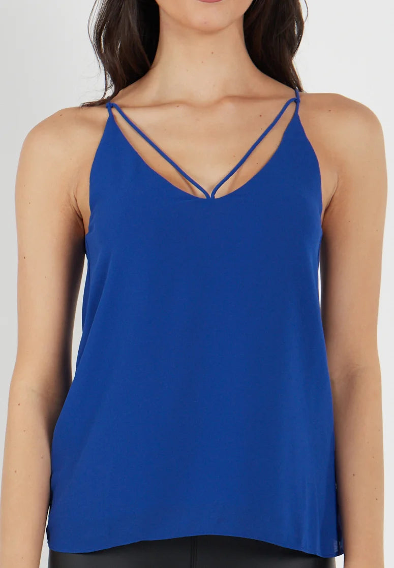 Blue Plain Strappy Cami Top