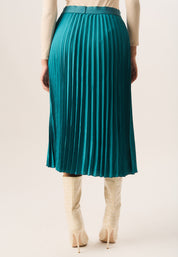 Teal Pleated Midi Skirt