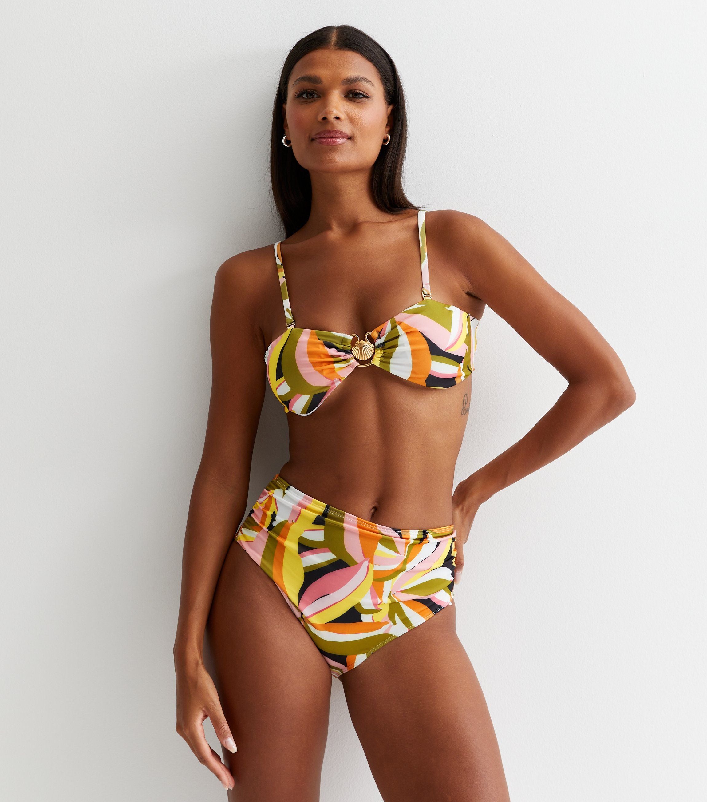 Multi Tropical Palm High Waisted Bottoms