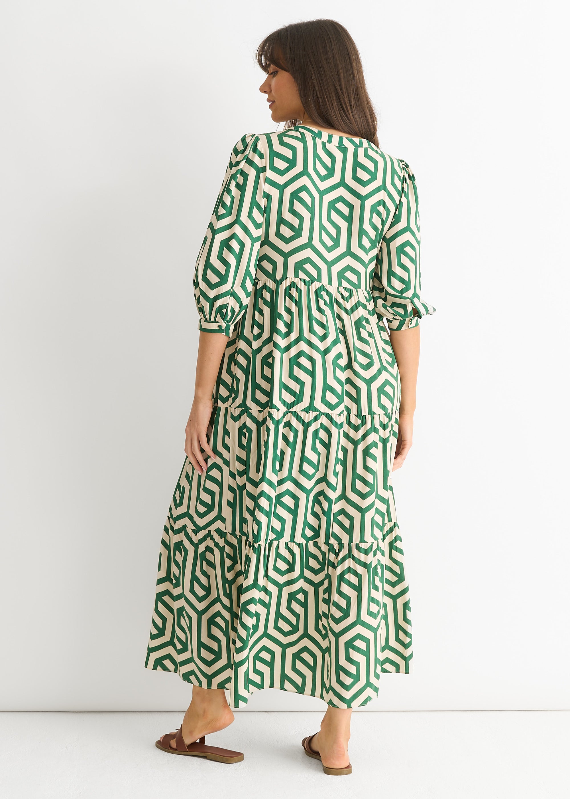 Green Long Sleeve Maxi Dress