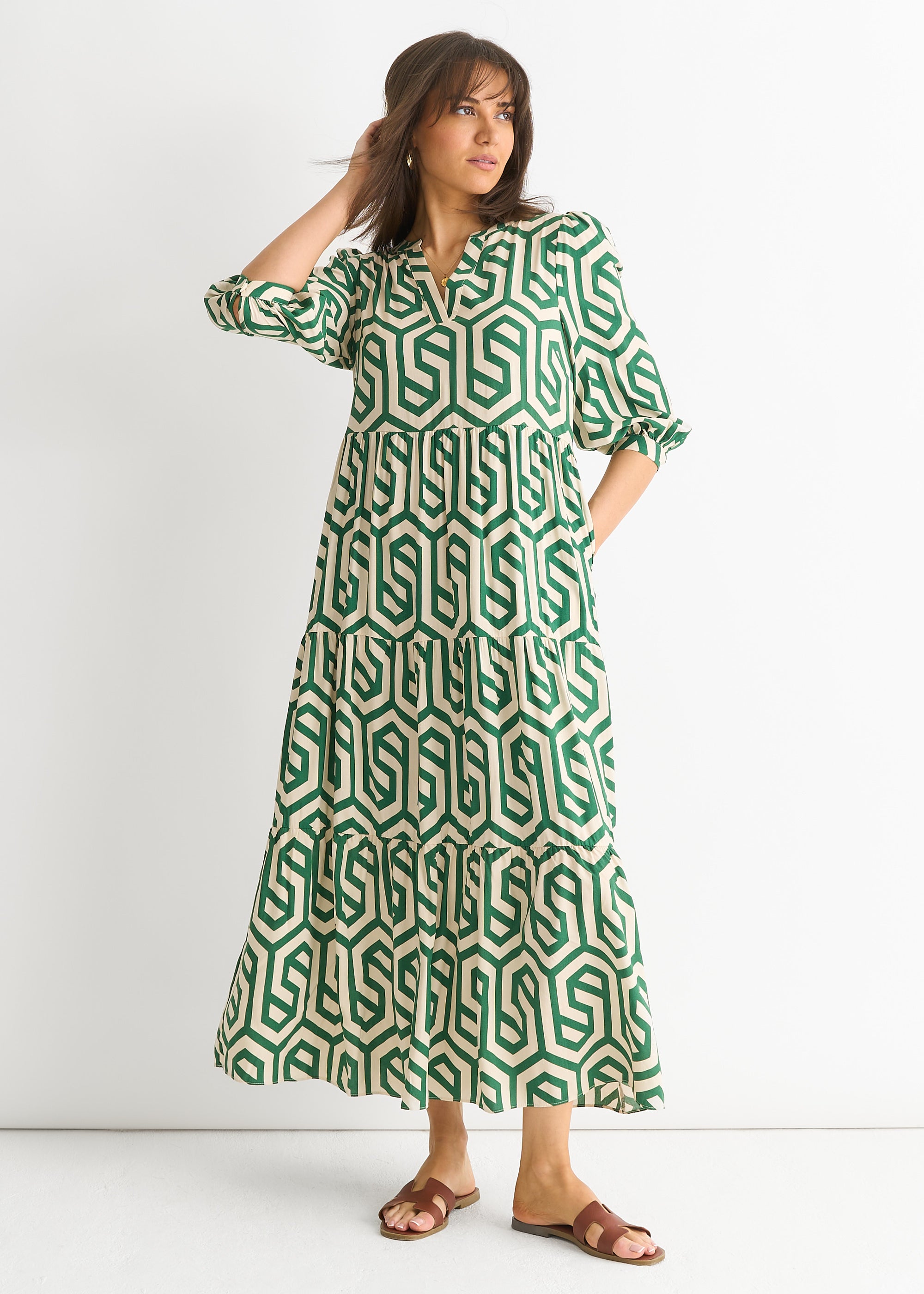 Green Long Sleeve Maxi Dress