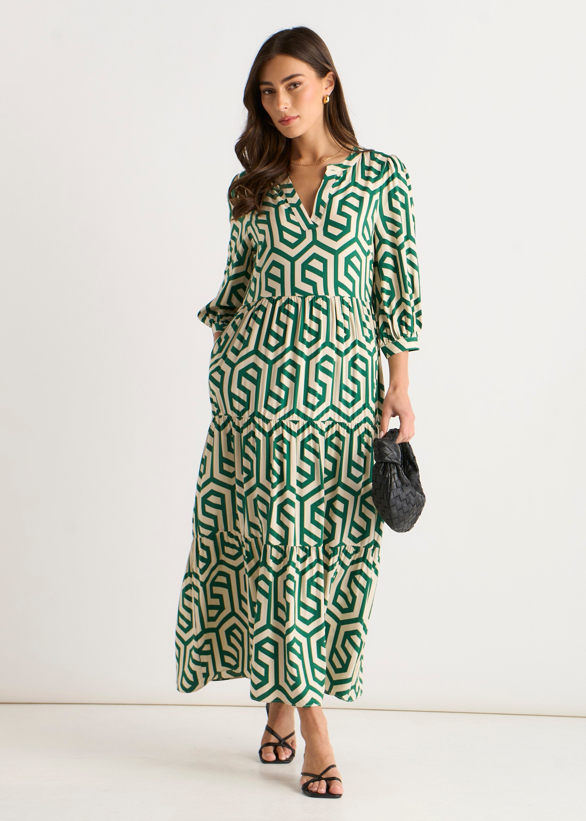 Geo Print Smock Midi Dress