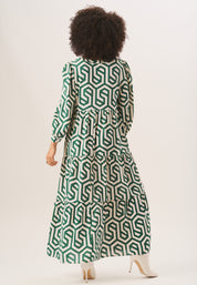 Green Long Sleeve Maxi Dress