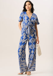 Blue Angel Sleeve Wrap Look Jumpsuit