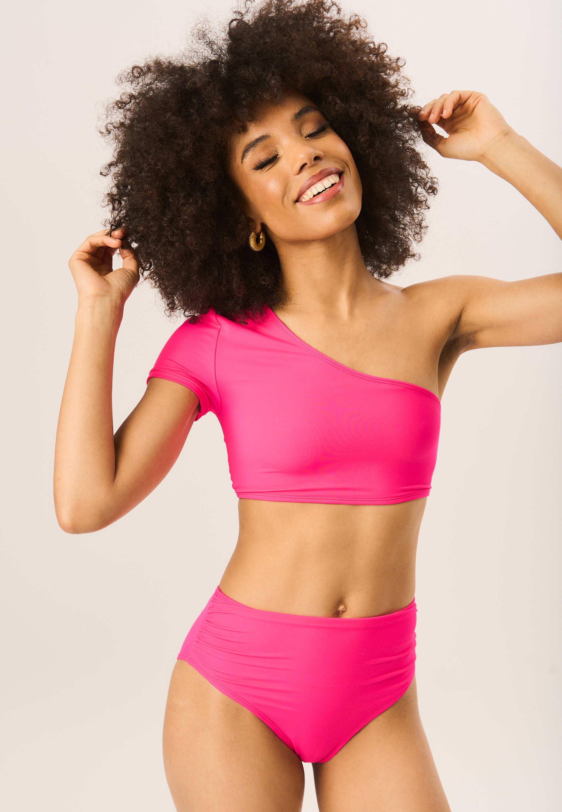 Hot Pink High Waist Bikini Bottom