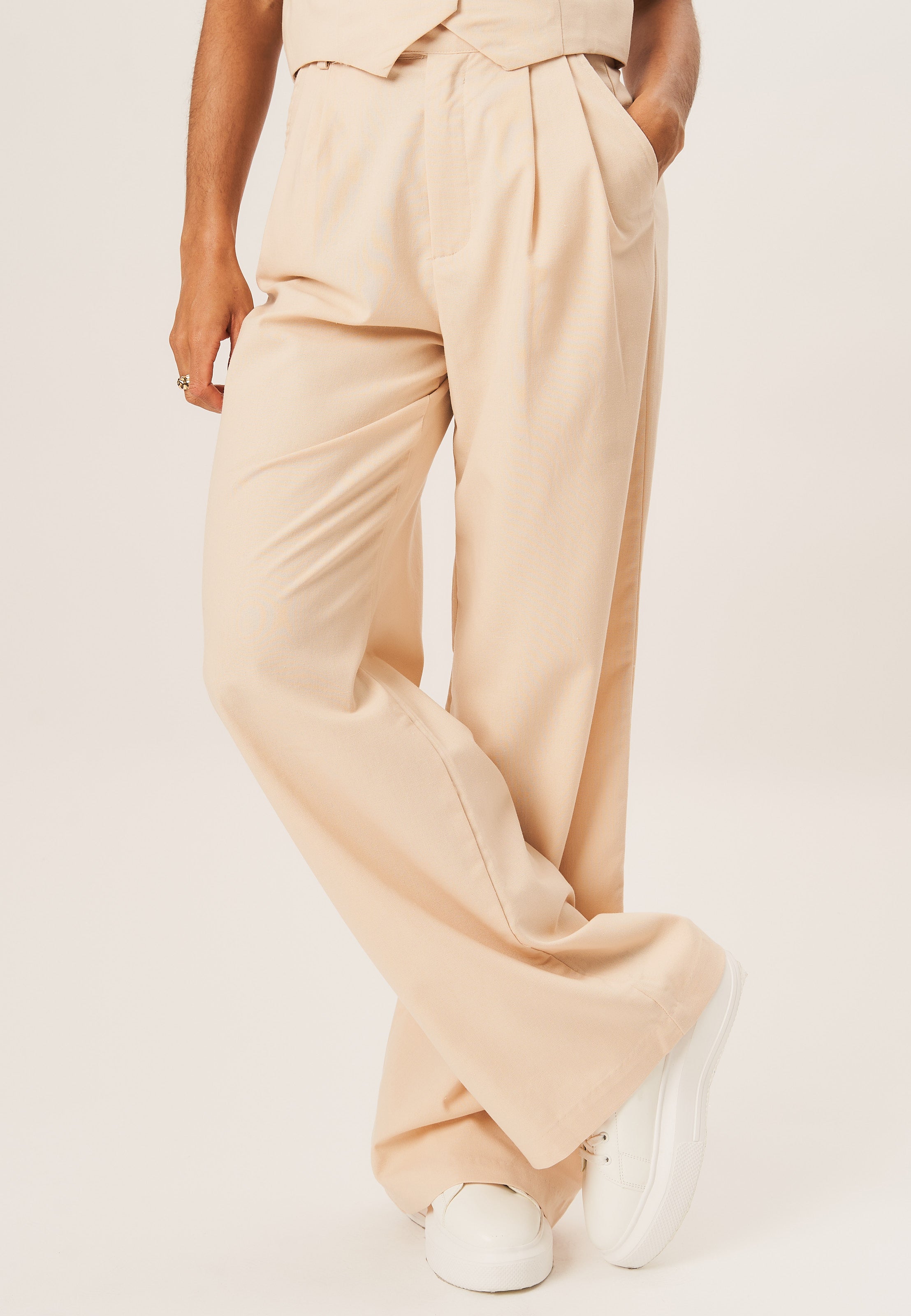 Tailored Cotton Wide Leg Trousers