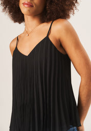 Black Strappy Pleated Cami Top