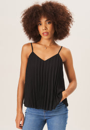 Black Strappy Pleated Cami Top