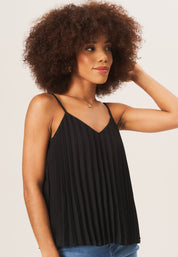 Black Strappy Pleated Cami Top