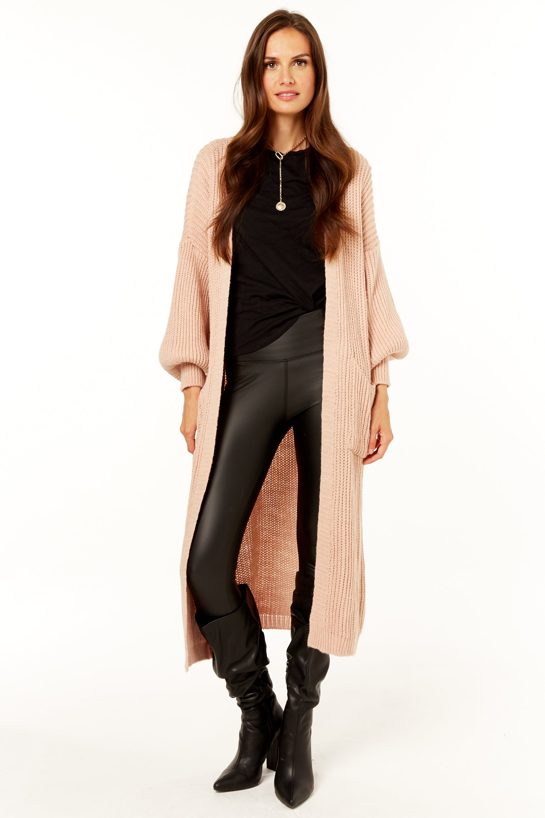 Blush Long Knitted Cardigan