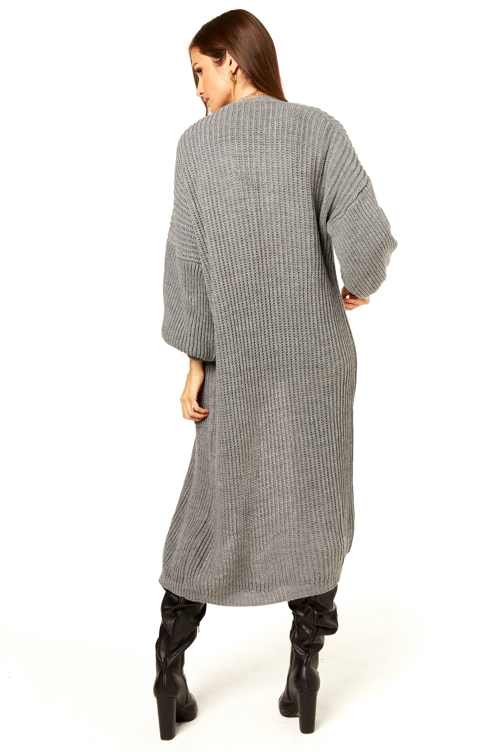 Light Grey Long Knitted Cardigan