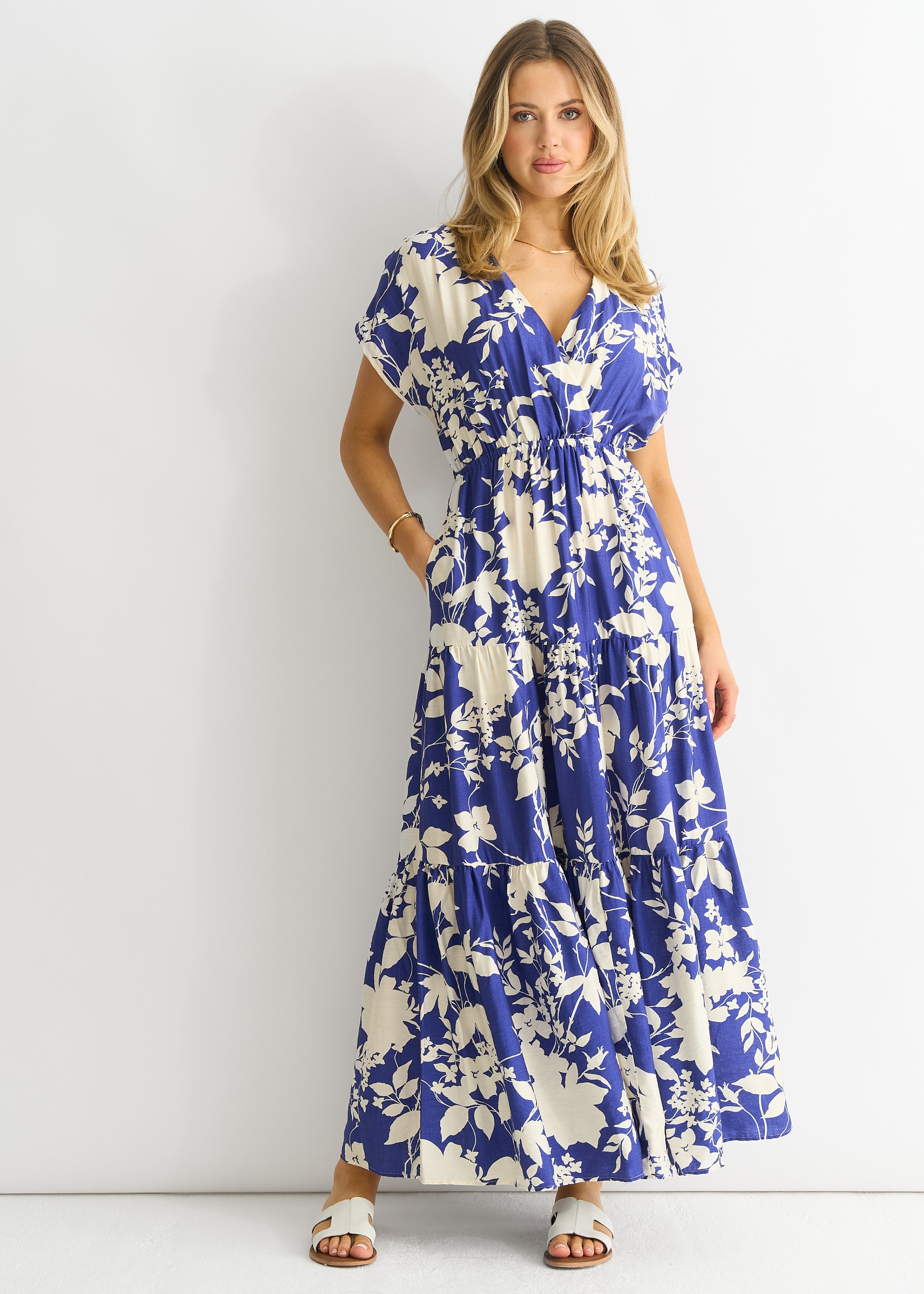 Floral Elastic Waist Maxi Dress