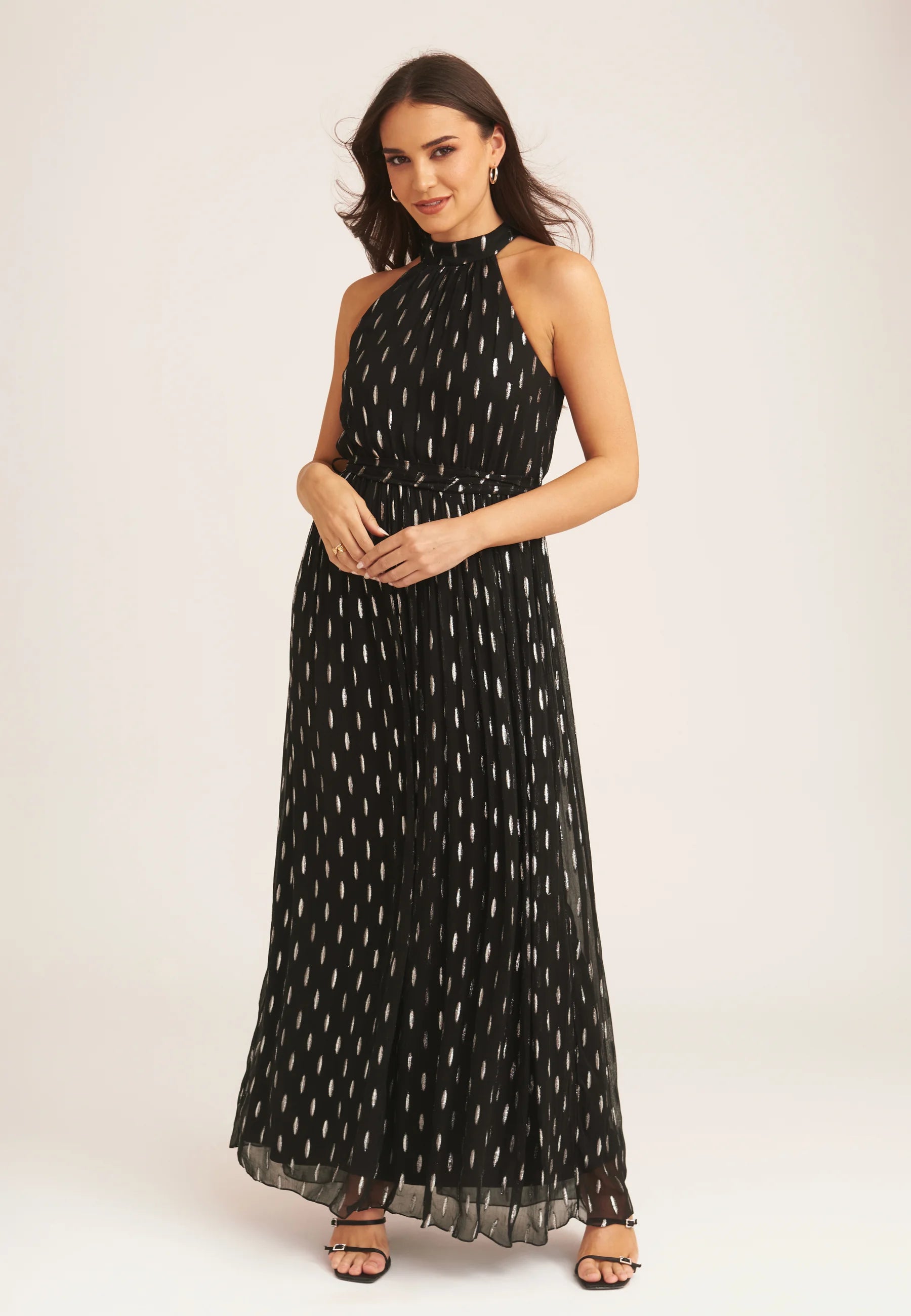 Jacquard Halter Neck Maxi Dress