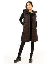 Black Longline Padded Hooded Gilet