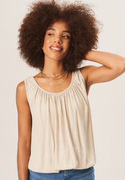 Oatmeal Round Neck Oversized Sleeveless Top