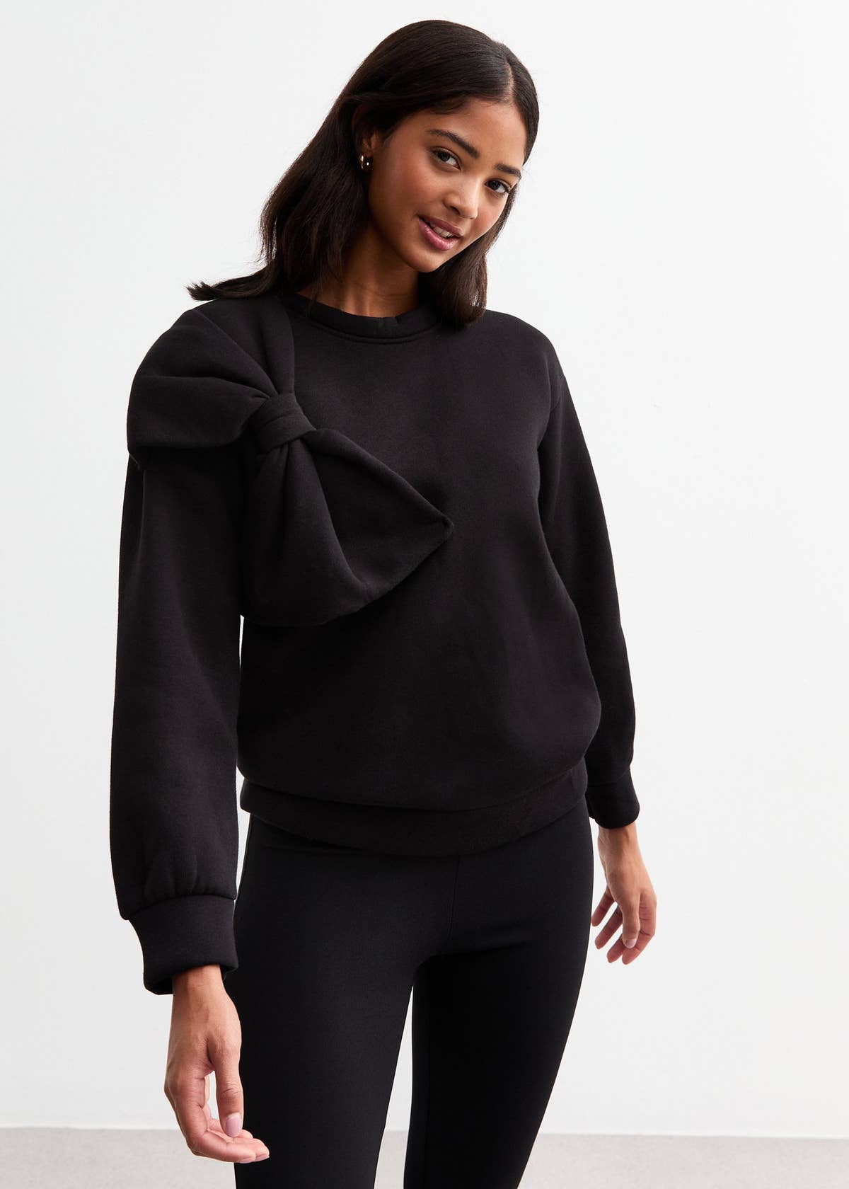Black Bow Patch Oversized Jumper