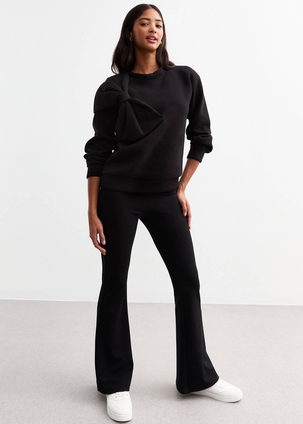 Black Bow Patch Oversized Jumper