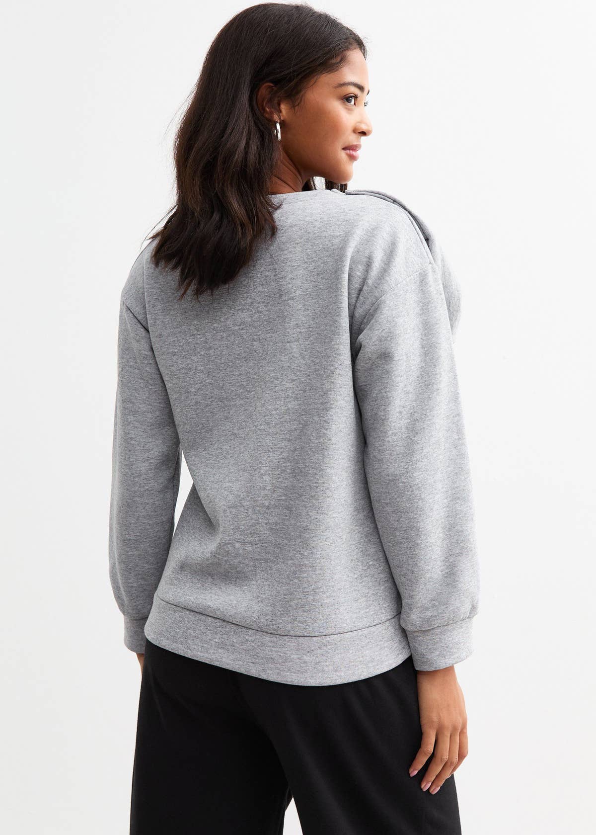 Grey Bow Patch Oversized Jumper
