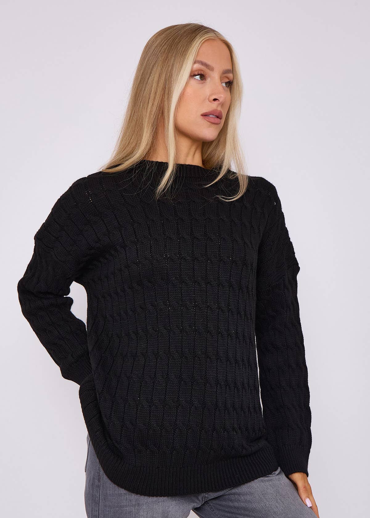 Black Rib Knit Oversized Jumper