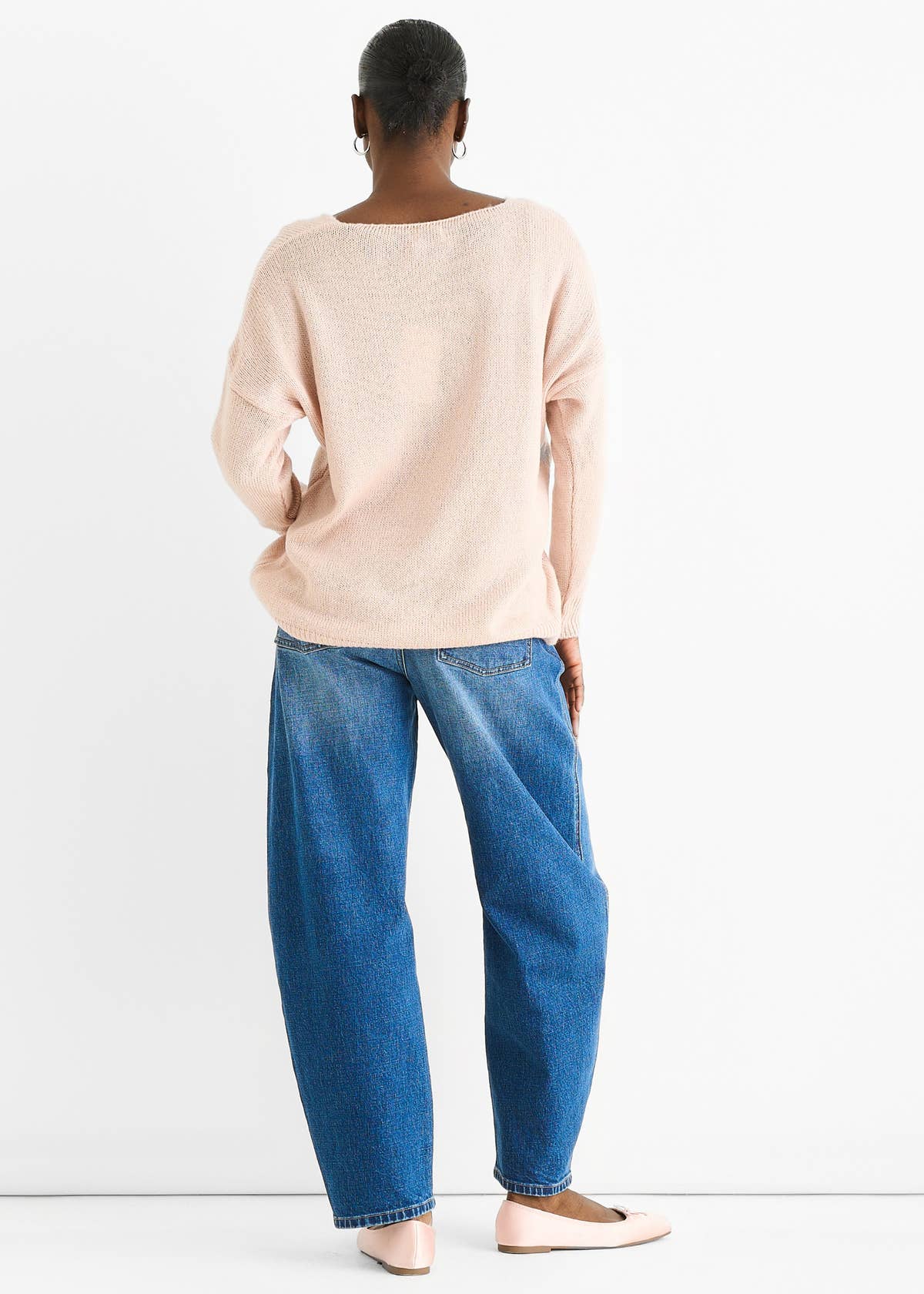 Blush Contrast Flower Pattern Knit Jumper