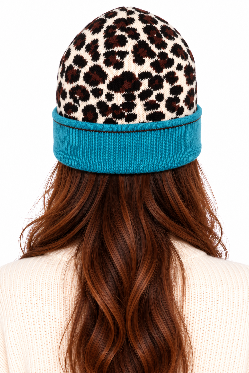 Multi Ladies Animal Beanie Contrast Cuff Hat